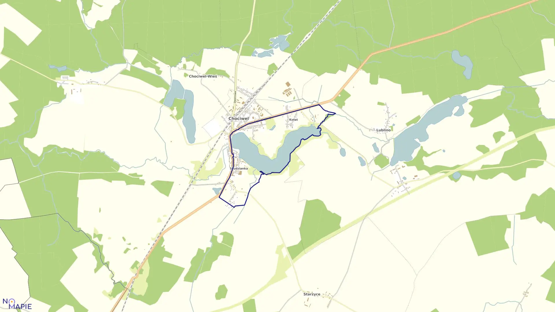 Mapa obrębu 0001 Miasto Chociwel w gminie Chociwel