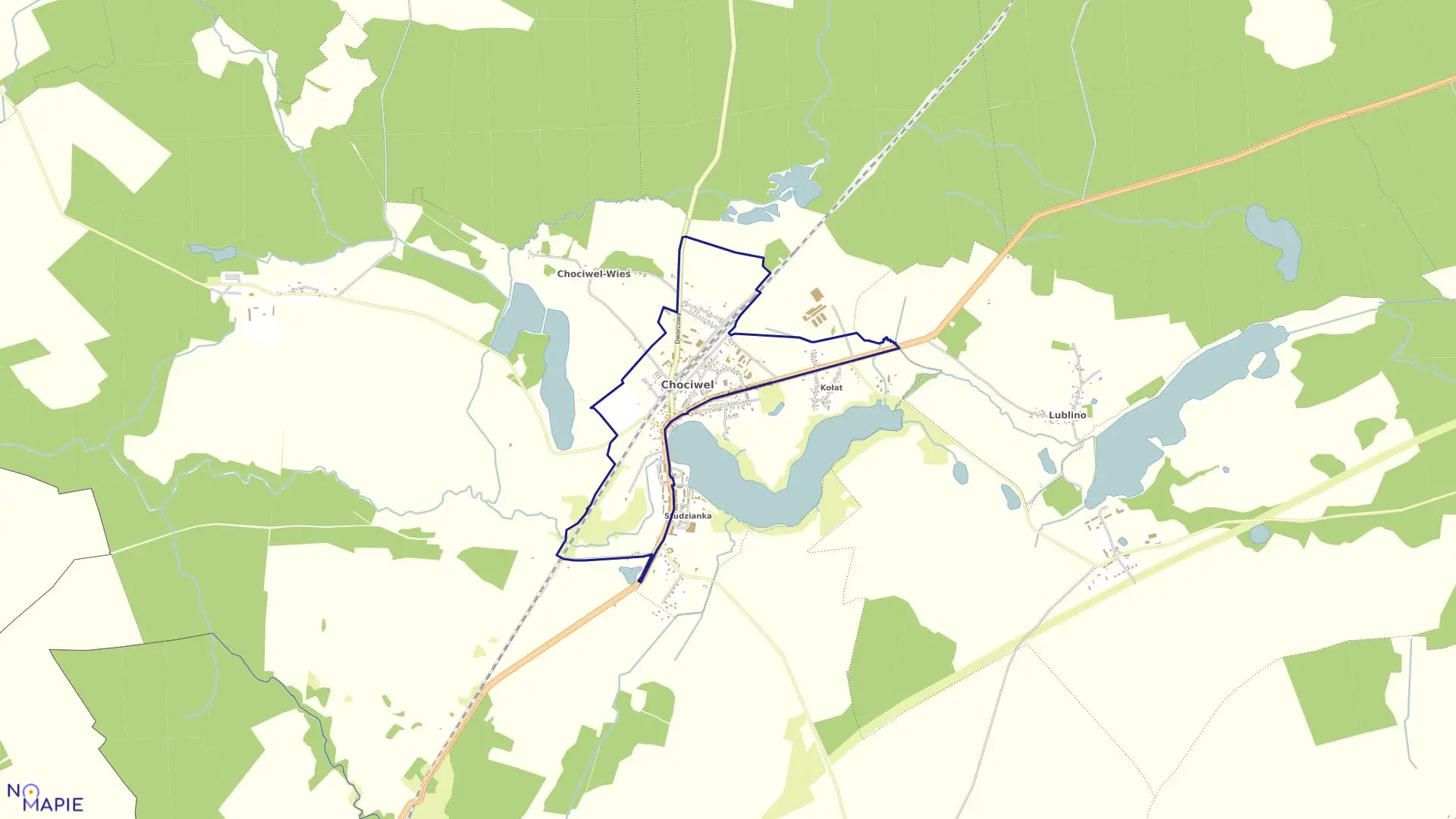 Mapa obrębu 0002 Miasto Chociwel w gminie Chociwel
