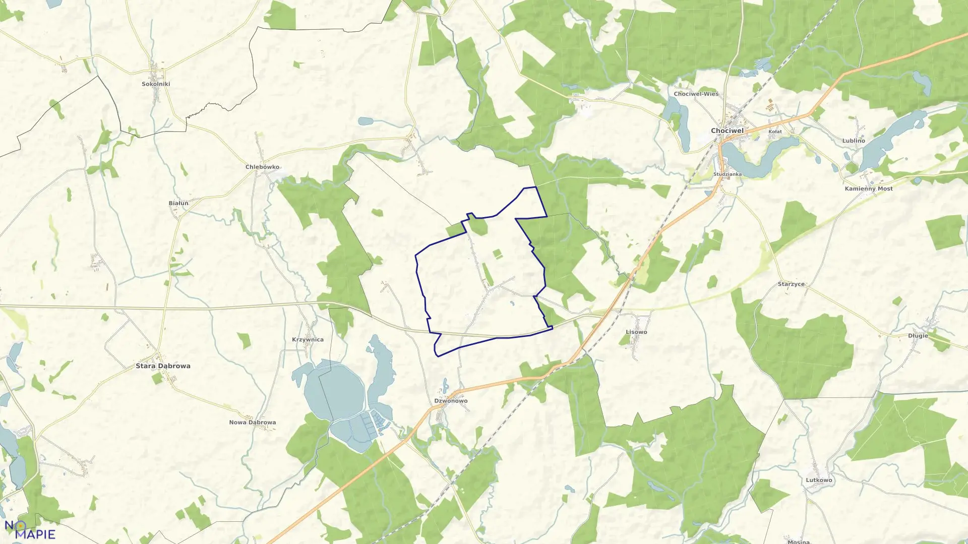 Mapa obrębu Bobrowniki w gminie Chociwel